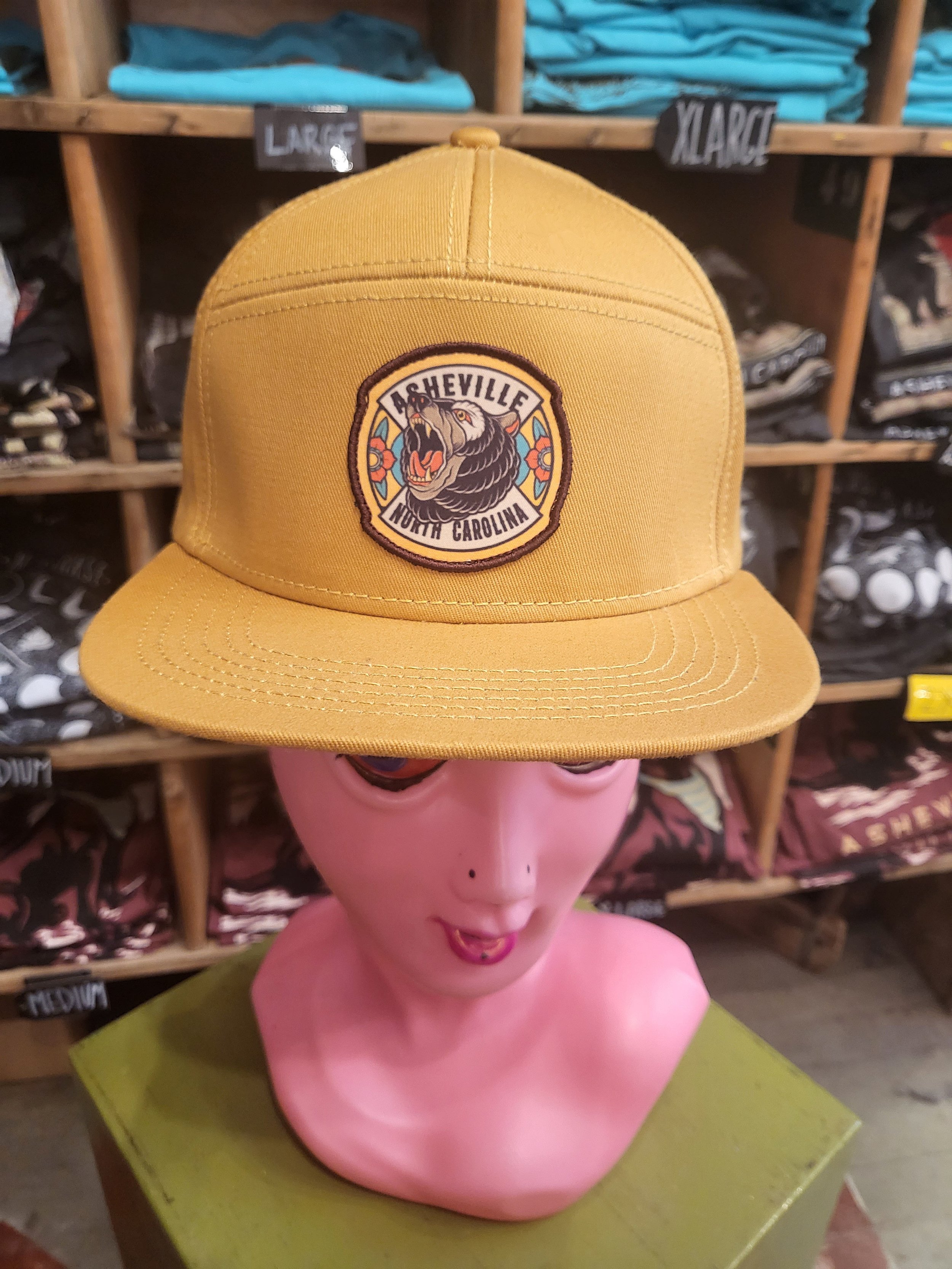 Mustard Yellow Asheville Hat With Traditional Bear Art — Lost Objects,  Found Treasures